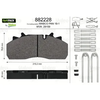 Jeu de 4 plaquettes de frein avant VALEO OEM 1628064