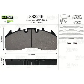 Jeu de 4 plaquettes de frein avant VALEO OEM 20568711