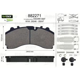 Jeu de 4 plaquettes de frein avant VALEO 882271 pour MERCEDES-BENZ AROCS 3232 L - 320cv