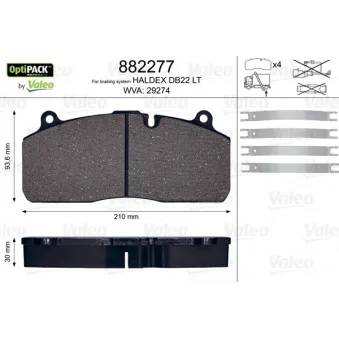 Jeu de 4 plaquettes de frein VALEO OEM 3057009600