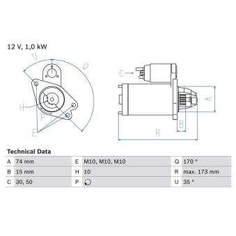 Démarreur BOSCH 0 986 025 290 pour AUDI A5 1.5 - 103cv