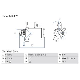 Démarreur BOSCH 0 986 025 510 pour BMW Série 4 425 d - 224cv