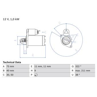 Démarreur BOSCH OEM 31200P3FJ01 Démarreur BOSCH OEM 31200P3FJ01