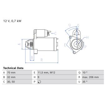 Démarreur BOSCH 0 986 027 020 pour HONDA CIVIC 1.4 - 83cv