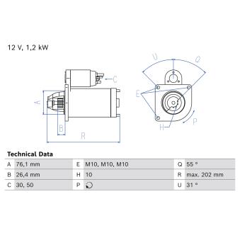 Démarreur BOSCH 0 986 027 280 pour AUDI A4 1.6 EcoBoost - 182cv