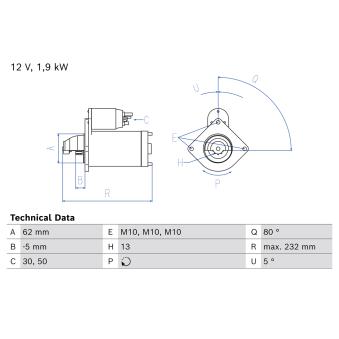 Démarreur BOSCH 0 986 027 550 pour FORD FOCUS 2.0 TDCi ST - 185cv