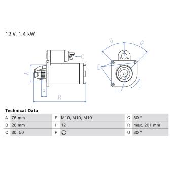 Démarreur BOSCH 0 986 029 180 pour AUDI A4 1.6 EcoBoost - 182cv