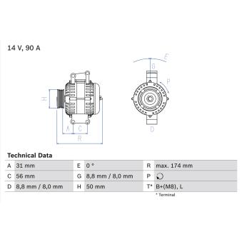 Alternateur BOSCH OEM A0121542002
