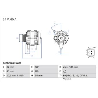 Alternateur BOSCH 0 986 042 660 pour SKODA FABIA 1.6 - 110cv