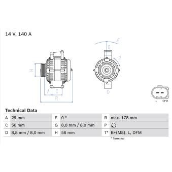 Alternateur BOSCH 0 986 046 180 pour AUDI A4 2.0 - 130cv