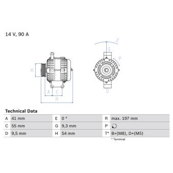 Alternateur BOSCH 0 986 048 771 pour FIAT IDEA JTD Multijet - 69cv