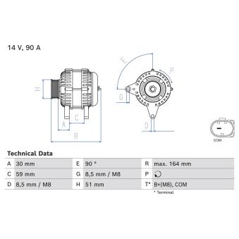 Alternateur BOSCH 0 986 084 750 pour SKODA FABIA 1.0 - 75cv
