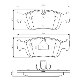 Jeu de 4 plaquettes de frein avant BOSCH OEM 34111161446