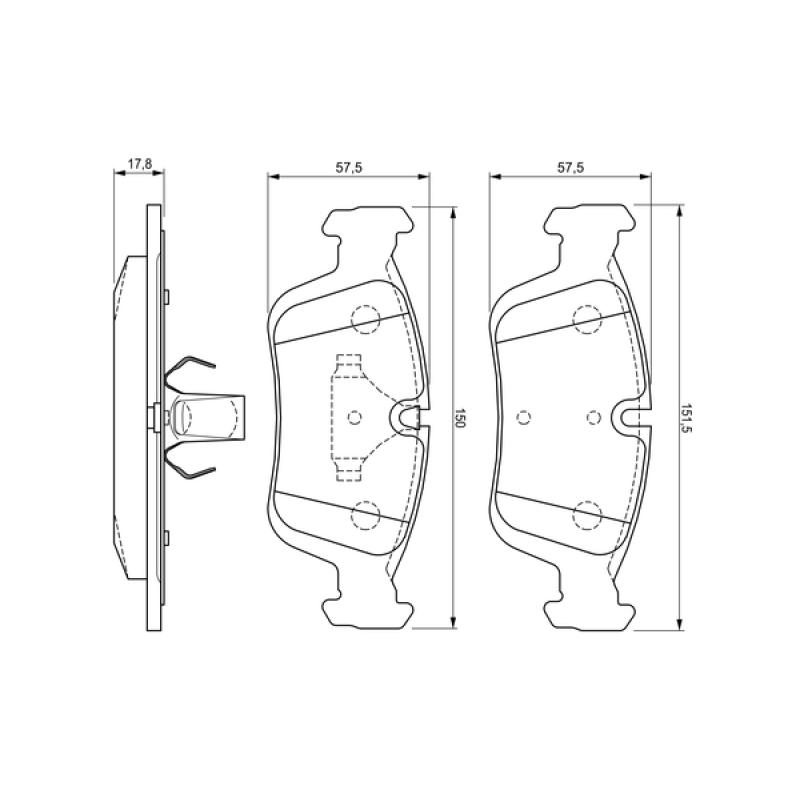 Jeu de 4 plaquettes de frein avant BOSCH 0 986 424 483 - Visuel 1