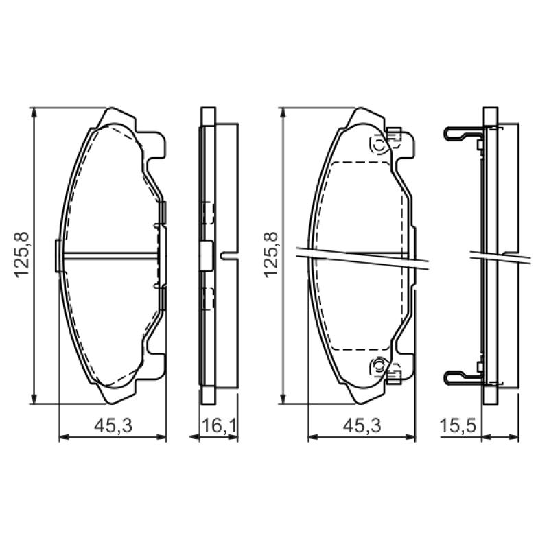 Jeu de 4 plaquettes de frein avant BOSCH 0 986 424 590 - Visuel 1