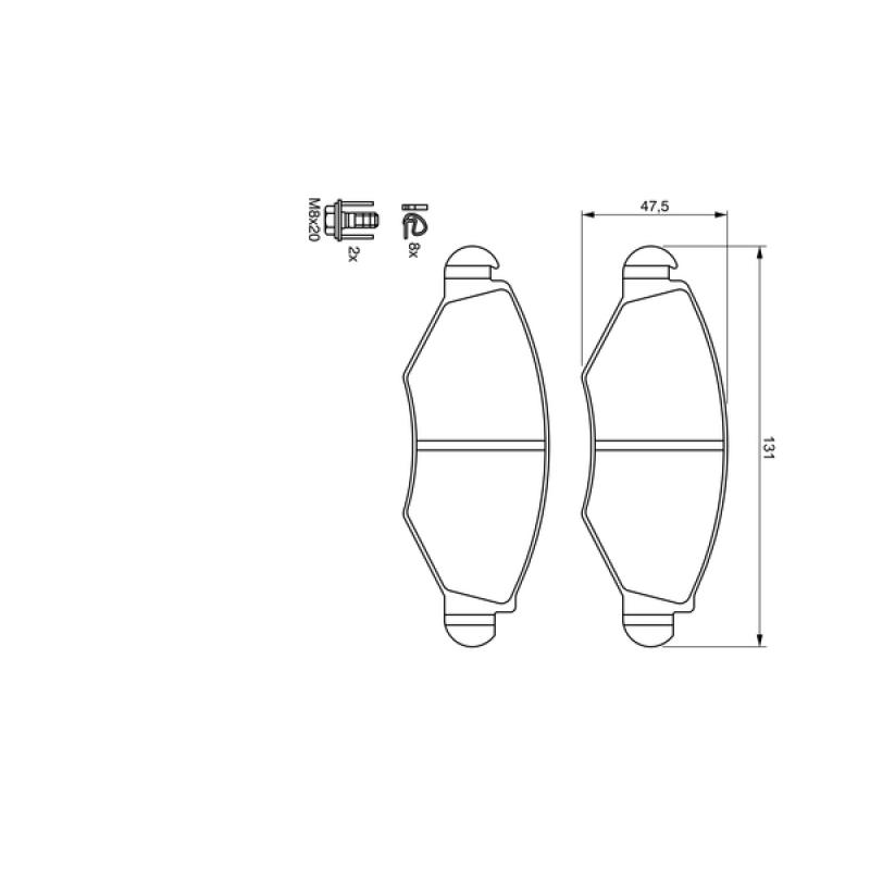 Jeu de 4 plaquettes de frein avant BOSCH 0 986 424 660 - Visuel 1