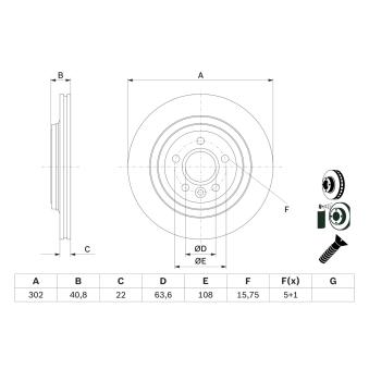 Jeu de 2 disques de frein avant BOSCH 0 986 479 E85 pour VOLVO S80 2.4 D5 - 185cv