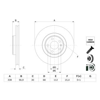 Jeu de 2 disques de frein avant BOSCH 0 986 479 F25