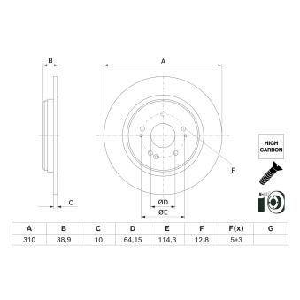 Jeu de 2 disques de frein arrière BOSCH OEM 42510TYFE00