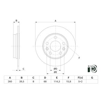 Jeu de 2 disques de frein arrière BOSCH 0 986 479 H69 pour RENAULT ZOE ZOE - 109cv