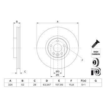 Jeu de 2 disques de frein avant BOSCH 0 986 479 J41 pour VOLVO XC60 T6 AWD - 329cv