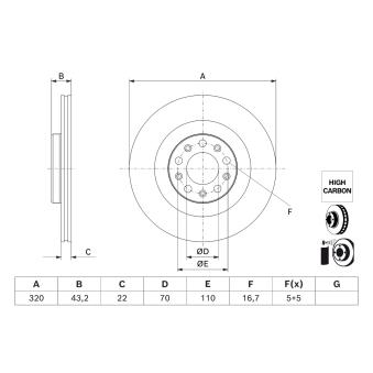 Jeu de 2 disques de frein arrière BOSCH 0 986 479 J43 pour ALFA ROMEO GIULIA 2.2 D - 190cv