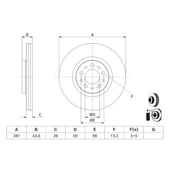 Jeu de 2 disques de frein avant BOSCH OEM 52159155