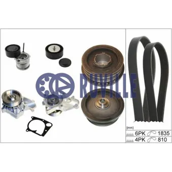 RUVILLE 55064801 - Pompe à eau+Jeu de courroie trapézoïdale à nervures