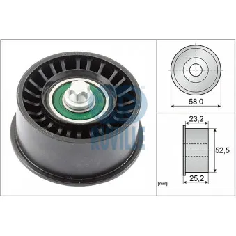 Poulie renvoi/transmission, courroie de distribution RUVILLE OEM 55352713
