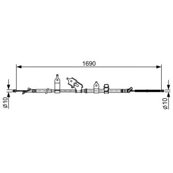 Tirette à câble, frein de stationnement BOSCH 1 987 482 443 pour TOYOTA YARIS 1.3 VVT-i - 87cv