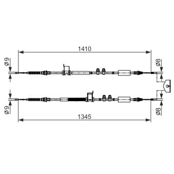 Tirette à câble, frein de stationnement BOSCH OEM 1850157