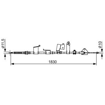 Tirette à câble, frein de stationnement BOSCH 1 987 482 652 pour OPEL MERIVA 1.6 - 132cv