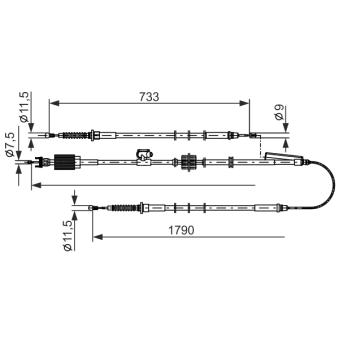 Tirette à câble, frein de stationnement BOSCH 1 987 482 803 pour JEEP CHEROKEE 1.6 CDTi - 110cv