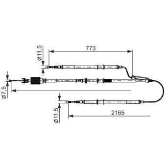 Tirette à câble, frein de stationnement BOSCH 1 987 482 806 pour JEEP CHEROKEE 2.0 CDTI - 110cv