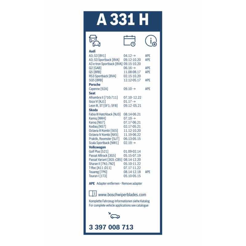 Balai d'essuie-glace BOSCH 3 397 008 713 - Visuel 2