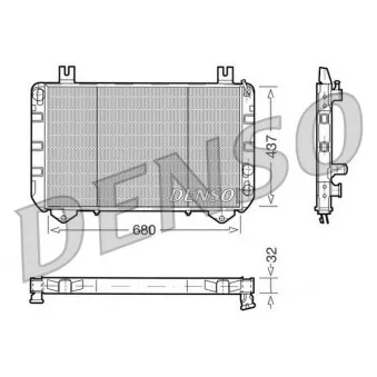 Radiateur, refroidissement du moteur DENSO DRM10093 pour FORD TRANSIT 2.4 D - 63cv