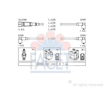 Kit de câbles d'allumage FACET OEM V10-70-0007