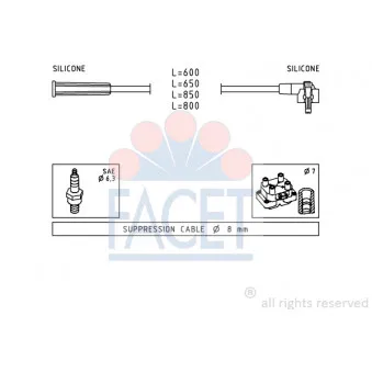 Kit de câbles d'allumage FACET 4.9007 pour FORD FIESTA 1.1 - 50cv