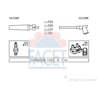 Kit de câbles d'allumage FACET OEM 132-0W-W15