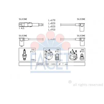 Kit de câbles d'allumage FACET 4.9654 pour MERCEDES-BENZ T2/LN1 510 - 95cv