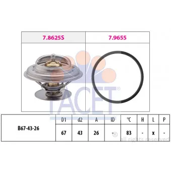 Thermostat d'eau FACET 7.8625 pour MERCEDES-BENZ T2/LN1 809 D - 90cv