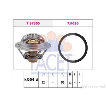 Thermostat d'eau FACET 7.8730 pour RENAULT SCENIC 2.0 16V - 140cv