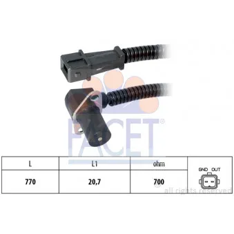 Capteur d'angle, vilebrequin FACET 9.0185