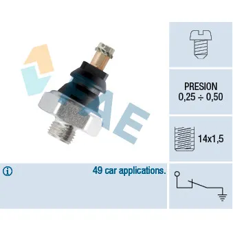 Indicateur de pression d'huile FAE 10250 pour MERCEDES-BENZ T2/LN1 510 - 105cv