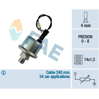 FAE 14550 - Capteur, pression d'huile