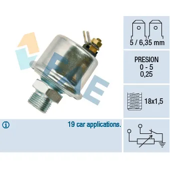 Capteur, pression d'huile FAE 14990 pour MERCEDES-BENZ O 404 O 404 - 272cv