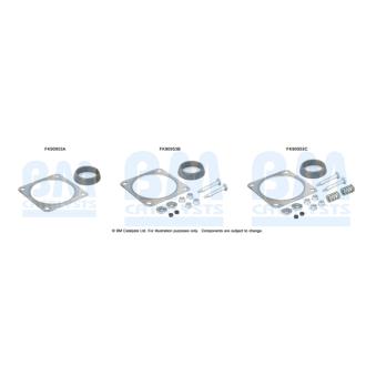 Kit d'assemblage, catalyseur BM CATALYSTS FK90953 pour PEUGEOT 206 1.1 i - 60cv
