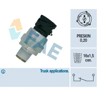 Indicateur de pression d'huile FAE 18116 pour VOLVO F10 F 10/320 - 310cv