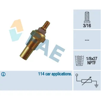 Sonde de température, liquide de refroidissement FAE 32190 pour FORD FIESTA 1.0 - 45cv