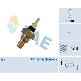Sonde de température, liquide de refroidissement FAE 32220 pour MERCEDES-BENZ T2/L LK 408 G. LK 409 - 95cv